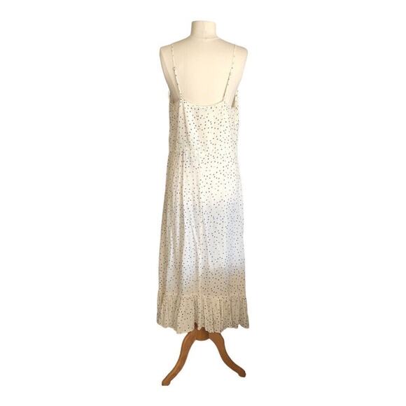 Rails NWT Frida Ivory Speckled Dot Drawstring Waist Flowy Ruffle Hem Midi Dress - Picture 7 of 16